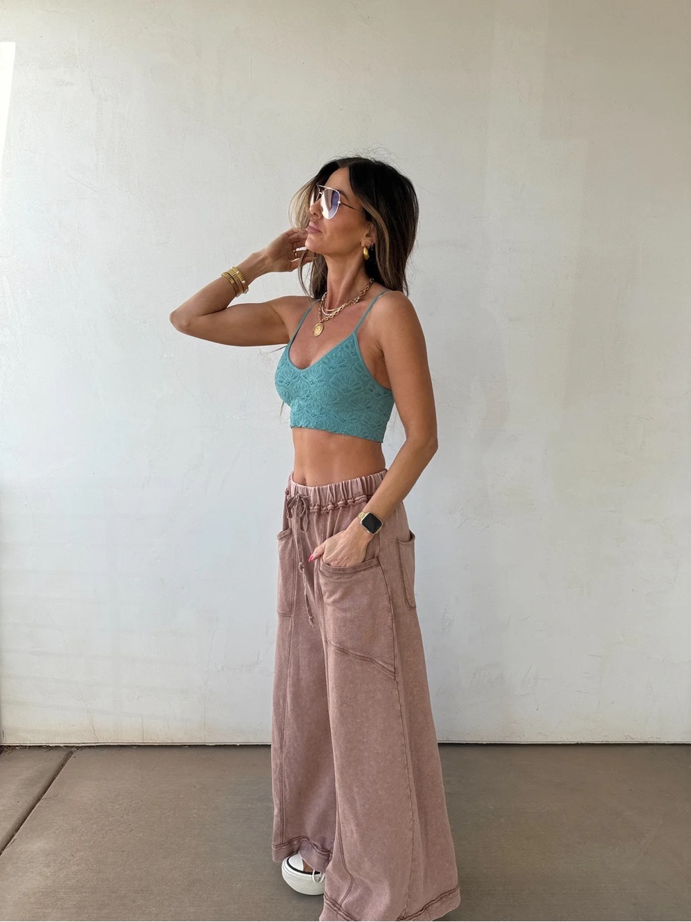 NWT Nikibiki Lace Textured Boho Cutout Back Bra Brami Bralette Crop Top - Picture 7 of 8
